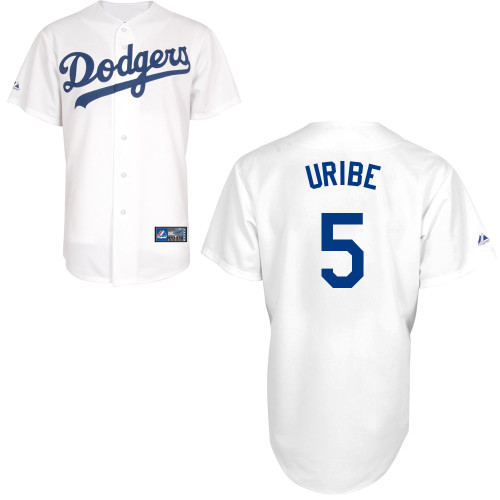 Juan Uribe #5 MLB Jersey-L A Dodgers Men's Authentic Home White Baseball Jersey